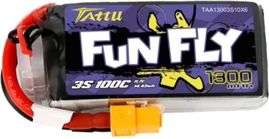 Batterie lipo tattu fun fly 1300 mah 11,1 v 3s 100c avec connecteur xt60