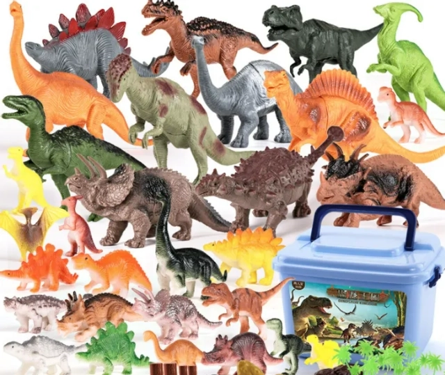 Ensemble de 44 figurines de dinosaures avec boîte pratique