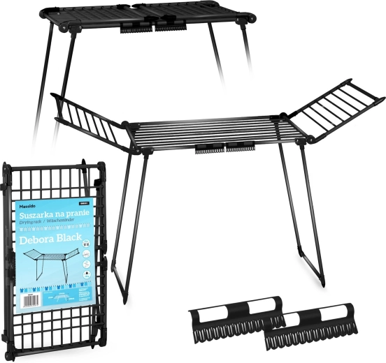 Séchoir à linge pliant sur pied Debora Slim Noir 19 m