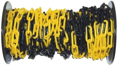 Chaîne d’avertissement en plastique noir‑jaune 25 m
