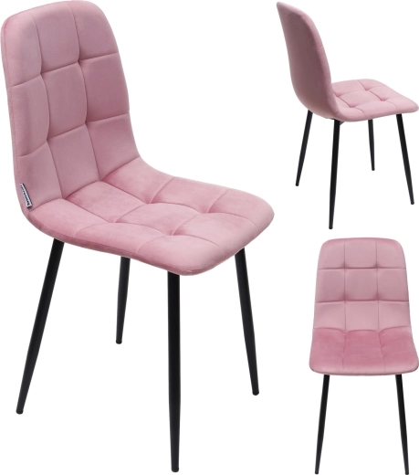Chaise rembourrée en velours pour salle à manger et salon, rose