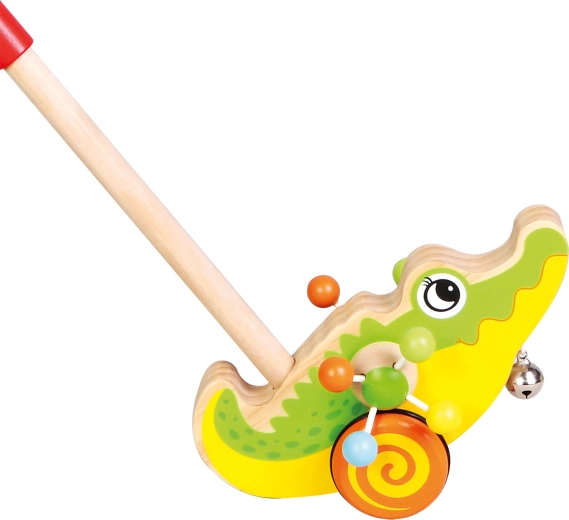 Bino crocodile en bois à pousser sur bâton