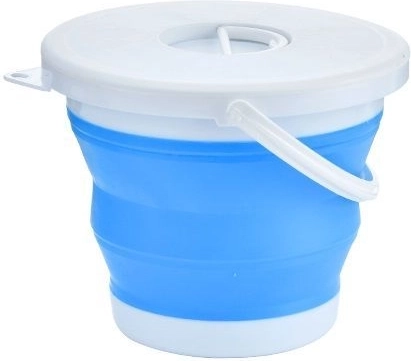 Seau pliable en silicone 5 L - bleu et blanc (avec couvercle)