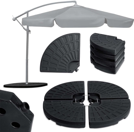 Base lestée pour parasol de jardin Plonos, 4 pièces, à remplir de sable ou d’eau