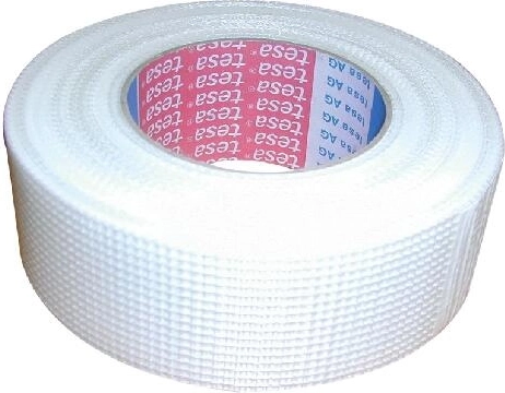 Ruban de réparation en fibre de verre pour plaques de plâtre 48 mm × 45 m Tesa blanc