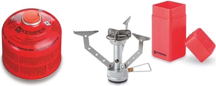 Réchaud à gaz de camping pliable KE3009C avec allumage piézo et cartouche