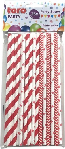 Pailles en papier 19,7 cm, rouges, 25 pcs