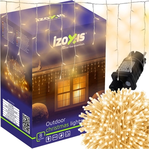 Éclairage LED de Noël IzoXis 500 LED stalactites 22,5 m blanc chaud IP44