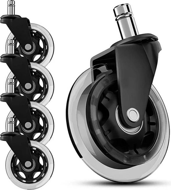 Roulettes en caoutchouc pour chaise de bureau, lot de 5