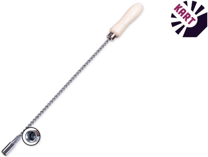 Rallonge pour brosses tubulaires 1 m avec filetage M12, fil galvanisé et poignée en bois