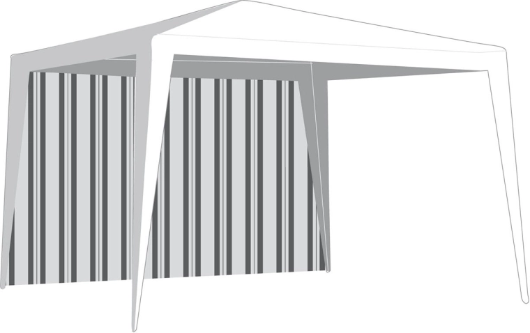 Paroi latérale pour tonnelle de jardin 295 × 190 cm sans fenêtre, rayures blanc-vert