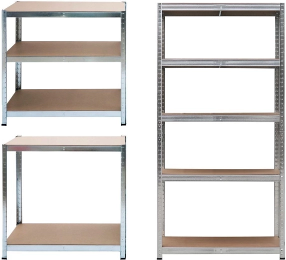 Étagère de stockage métallique 2-en-1 avec 5 tablettes 180 × 90 × 40 cm