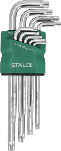 Stalco – jeu de clés TORX longues T10–T50, 9 pcs, CrV