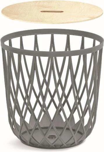 Panier universel avec couvercle en bois 39 cm – pierre grise