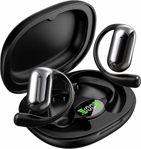 Écouteurs Bluetooth sans fil intra-auriculaires avec boîtier de charge et traducteur IA, noir