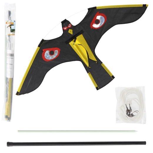 Répulsif à oiseaux – cerf-volant faucon 140 × 70 cm avec mât télescopique 7 m