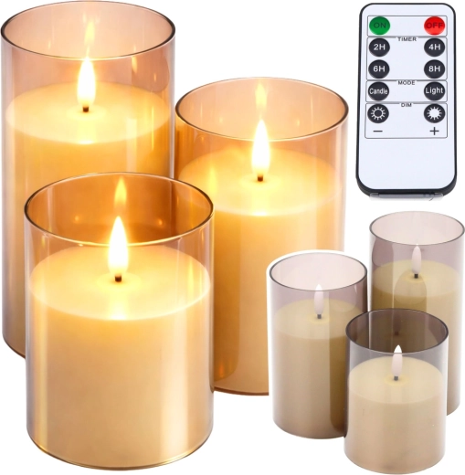Lot de bougies LED avec télécommande, lumière chaude, 3 pièces