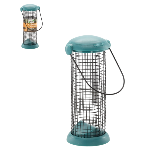 Mangeoire suspendue pour oiseaux avec clapet, treillis métallique, 21 cm