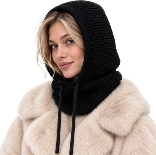 Cagoule d'hiver pour femme Glimz 3-en-1 – Noir