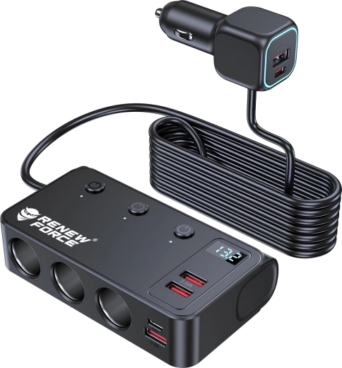 Renew Force répartiteur pour allume-cigare avec charge rapide QC et PD - 1 pièce