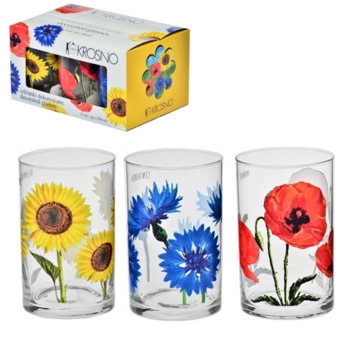 Set de 6 verres décorés Krosno Kwiaty Polskie 250 ml