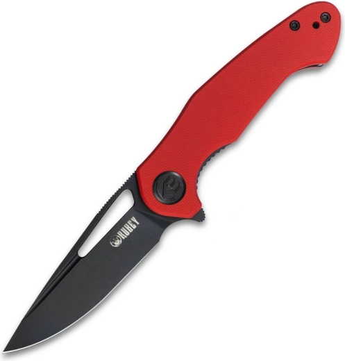 Kubey Dugu couteau de poche pliant élégant 7,4 cm, dark stonewash, G10 rouge