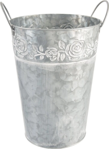 Pot de fleurs/vase en métal gris 16 × 12 cm
