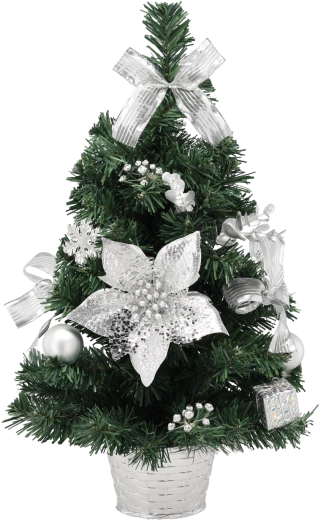 Petit sapin de Noël argenté 50 cm en pot