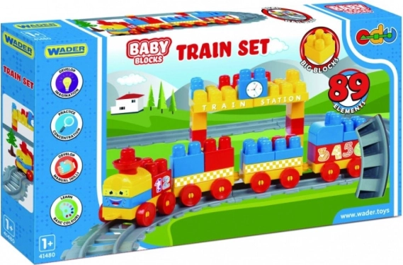 Jeu de construction Baby Blocks train 3,35 m – 89 pièces
