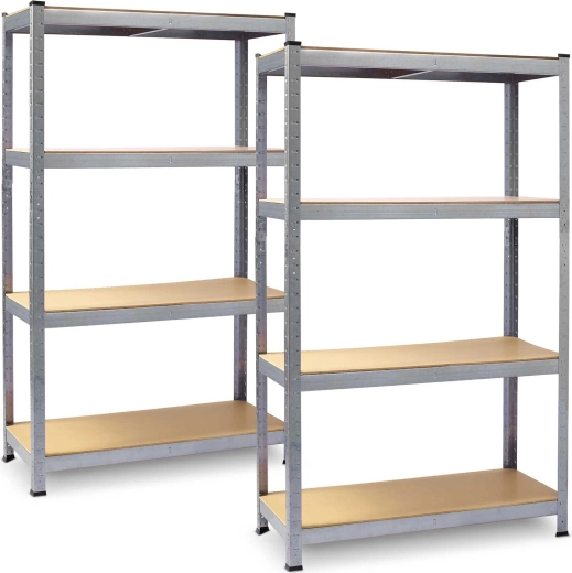 Étagère métallique pour atelier et garage 150 × 75 × 30 cm – lot de 2 pièces, galvanisée argent