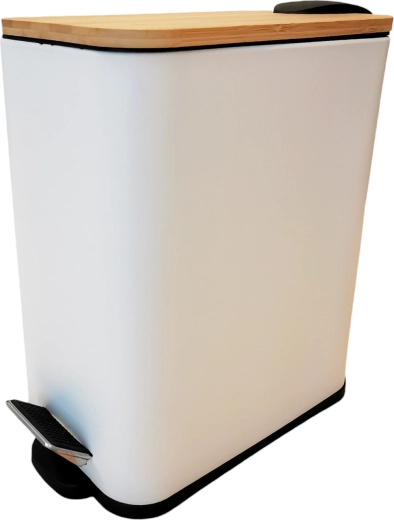 Poubelle Bamboo 5 L blanche avec système Soft Close