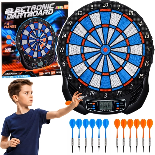 Cible électronique de fléchettes avec écran LCD, 25 jeux et 176 variantes