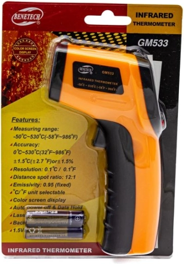 Pyromètre laser sans contact Benetech -50 à 530 °C