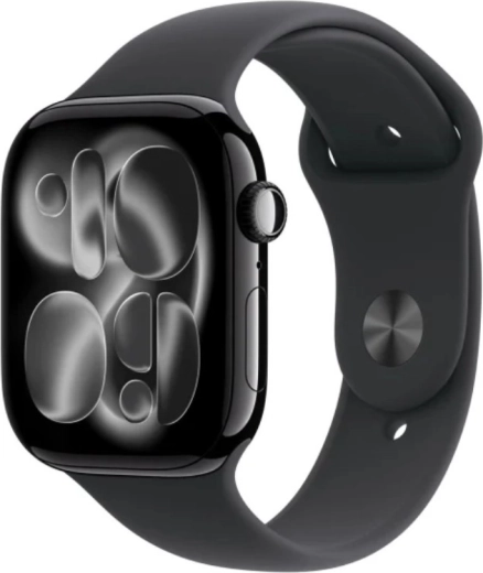 Apple Watch Series 11 GPS + Cellular 46 mm en aluminium couleur onyx avec bracelet Sport noir (S/M)