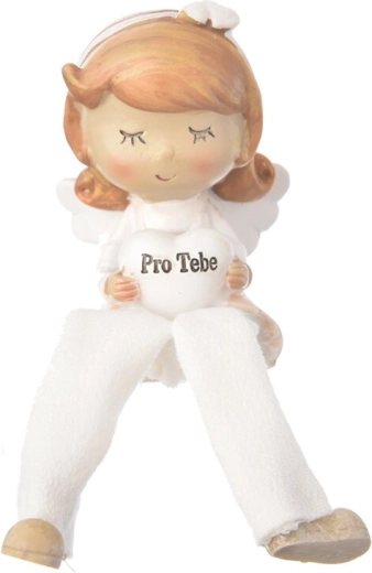 Ange décoratif « Pour toi » en polystone, beige, 10 cm