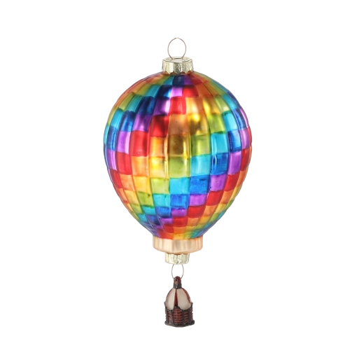 Décoration de Noël en verre ballon à air chaud, 7,3 × 13,5 cm, lot de 6 pièces