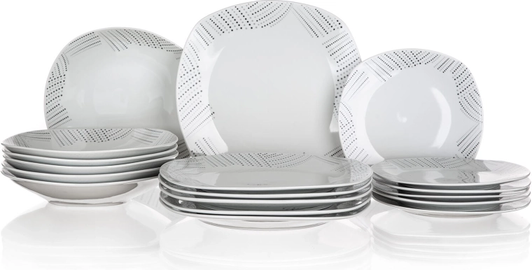 Service de table en porcelaine BANQUET Charme Square, 18 pièces
