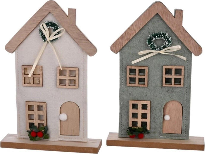 Petite maison décorative en bois avec éclairage LED 11 × 4 × 18 cm (2 variantes)