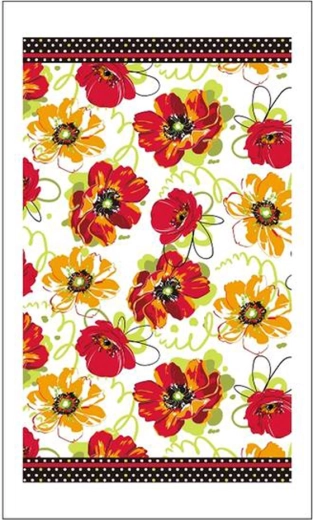 Torchon de cuisine Toro avec fleurs rouges 38 × 63 cm