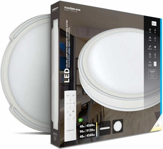 Plafonnier LED Modee Smart Lighting A‑F102, 2×48 W, dimmable, avec télécommande