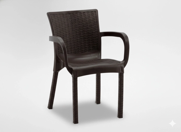 Fauteuil de jardin aspect rotin, marron, 60 × 60 × 82 cm