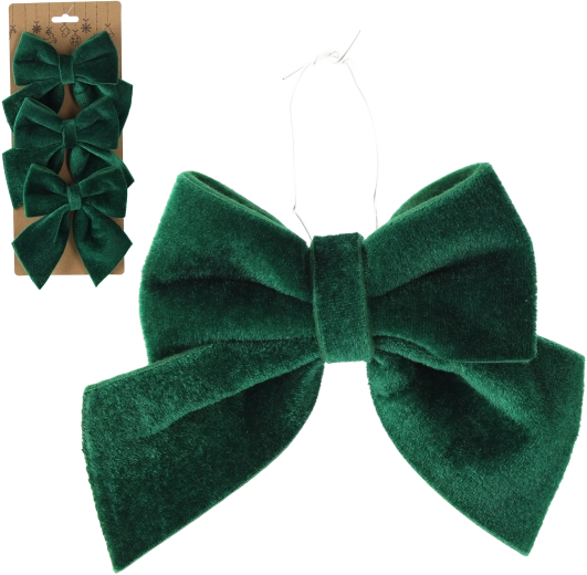 Lot de nœuds de Noël verts 12 cm (3 pcs)