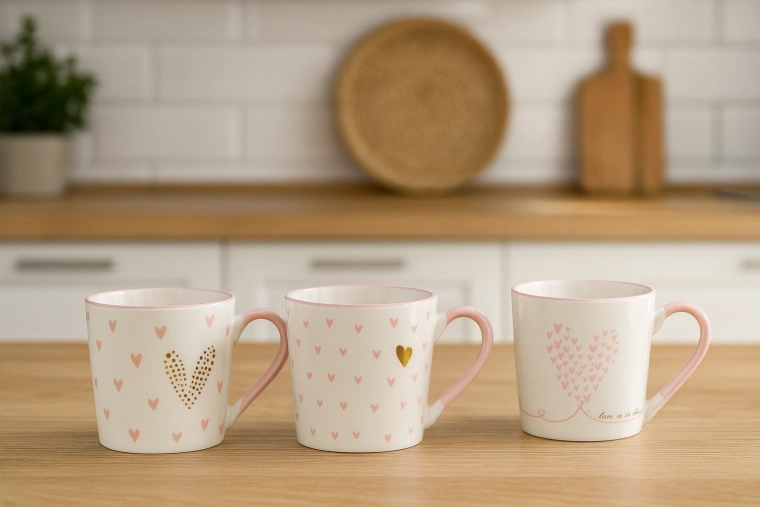 Mug en porcelaine avec petits cœurs 390 ml