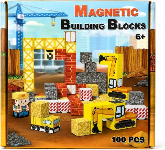 Blocs de construction magnétiques – chantier 100 pièces