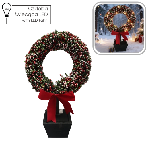 Décoration de Noël – couronne LED en pot 47 cm