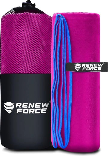 RENEW FORCE serviette en microfibre à séchage rapide XXL rose 177 × 95 cm