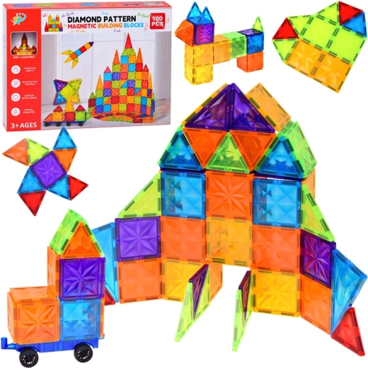Jeu de construction magnétique – panneaux transparents colorés 100 pièces