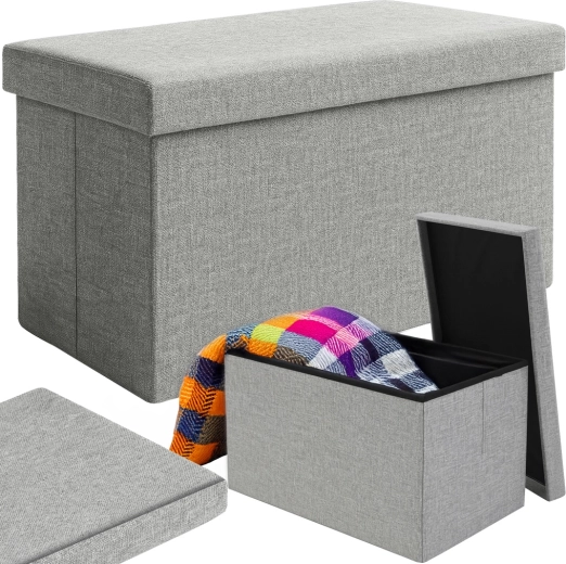 Pouf pliable avec rangement RUHHY gris 60 × 30 × 30 cm