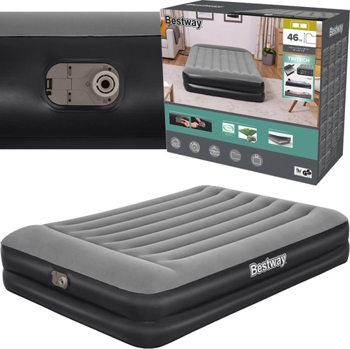 Matelas gonflable double Bestway avec pompe électrique intégrée et oreiller 203 × 152 × 46 cm