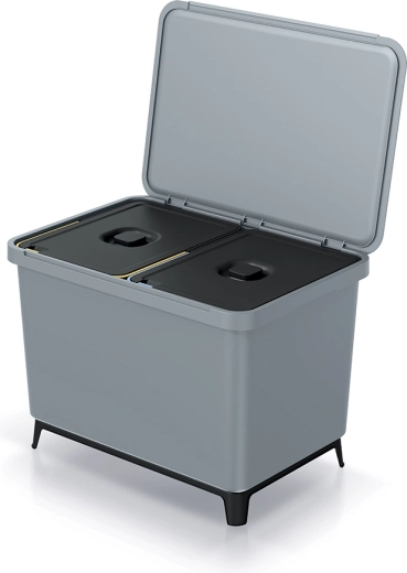 Poubelle de tri 2×23 l gris clair